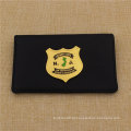 Custom Officer Metal Police Badge com titular da carteira de couro genuíno